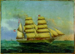 Gemälde mit Schiff