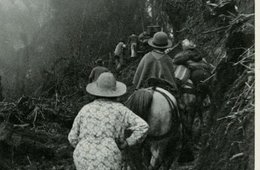 schwarz-weiß Fotografie mit einer Reisegruppe bei einer Bergbesteigung in Kolumbien