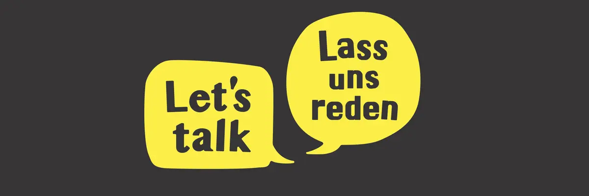 Design ohne Titel - 1 Sprechblasen mit dem Text "Lets Talk" und "Lass und reden"