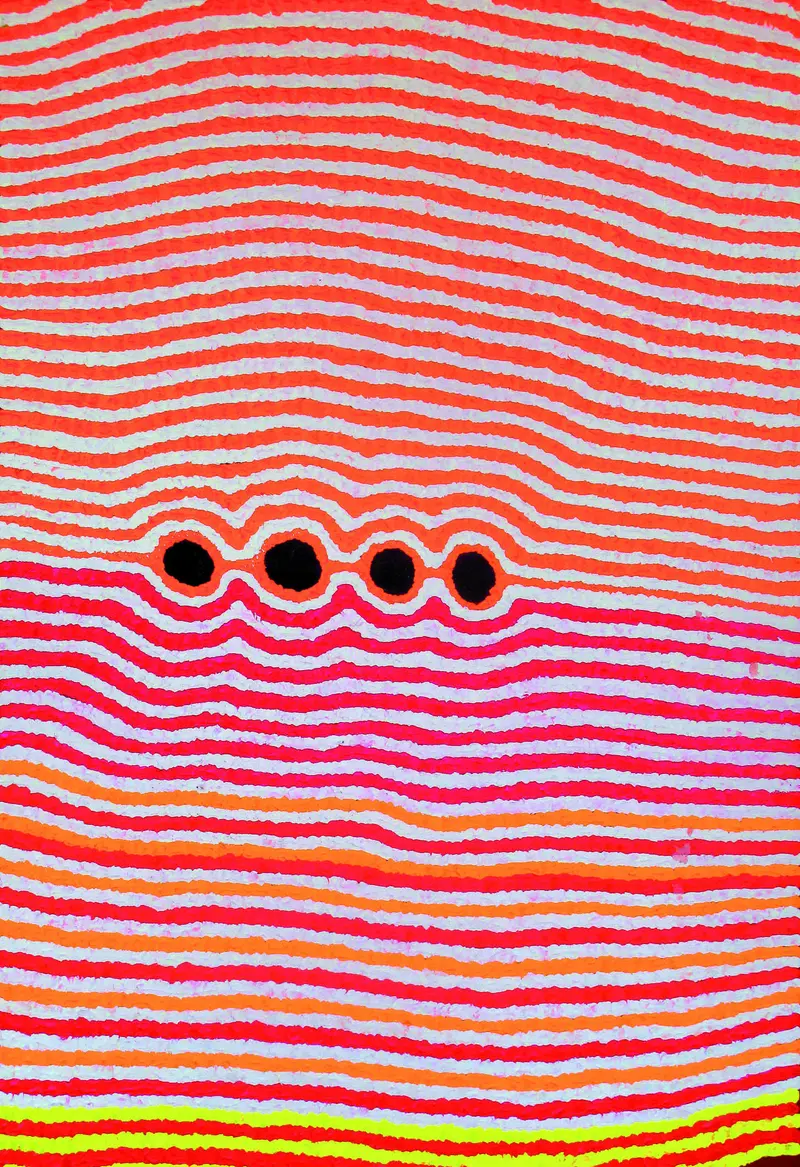 Helicopter Tjungurrayi, Tjurrnu, Acryl auf Leinen, 60 x 90 cm, 2012  ©Helicopter Tjungurrayl, Warlayirti Artists