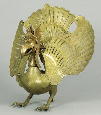 goldene Öllampe in Form eines Vogels