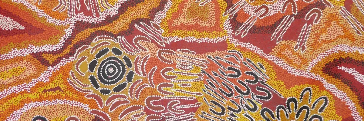 Andrea Nungarrayi Marti, Ngarlu Jukurrpa (Liebe Dreaming), Acryl auf  Leinwand, 122 x 122 cm, 2010 © Andrea Nungarrayi Martin, Warlukurlangu Artists