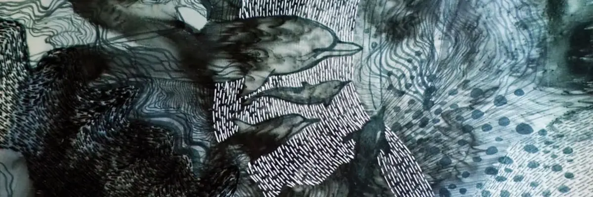 graublaues Gewebe mit Delfinen