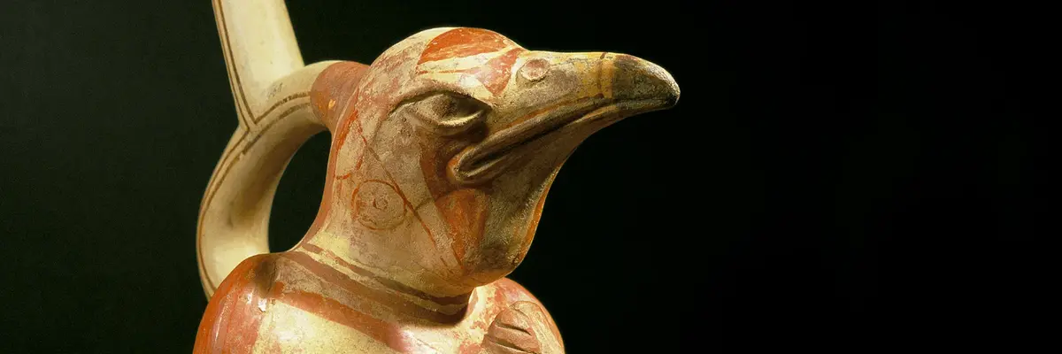 Gabelhalsgefäß in Form eines Vogels, Peru, 18 cm, ca. 100 v. Chr. –  600 n. Chr., 2001 © GRASSI Museum für Völkerkunde zu Leipzig, Foto: Ingrid Hänse